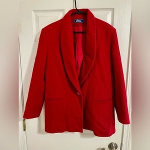 Perry Ellis Vintage Fall Red Wool Over Coat Wmns Size Large
